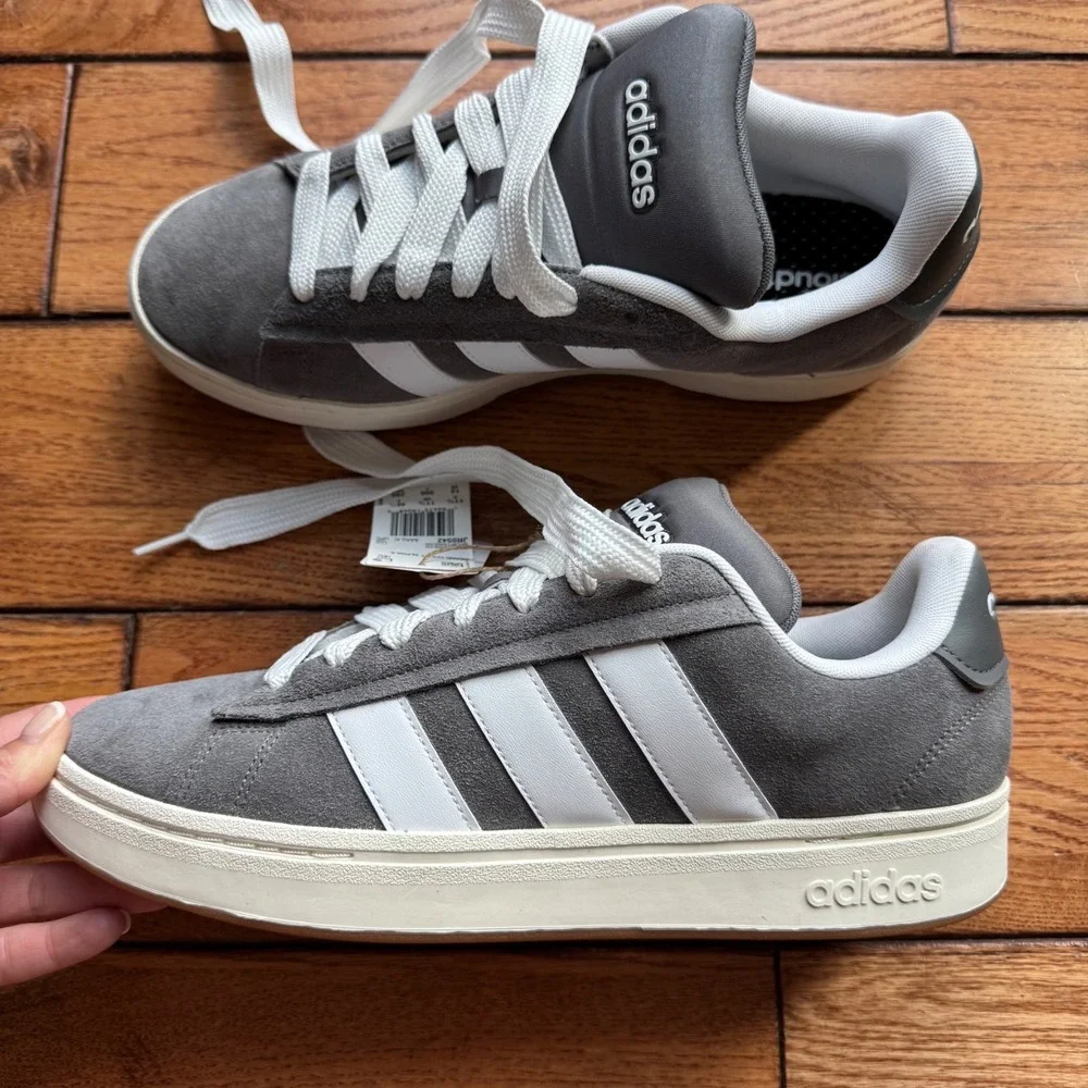 Adidas Grand Court Alpha 00s Men Size 12 Grey Suede Sneakers Retro Skate NEW